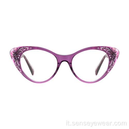 Bicchieri da cornice ottica acetato con strass da donna